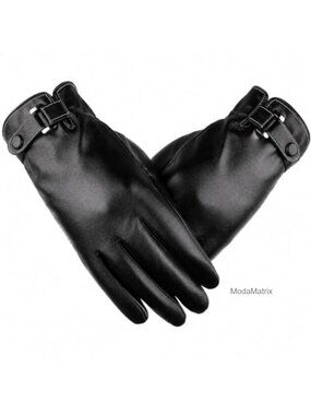 Men's PU Leather Touch Screen Winter Gloves